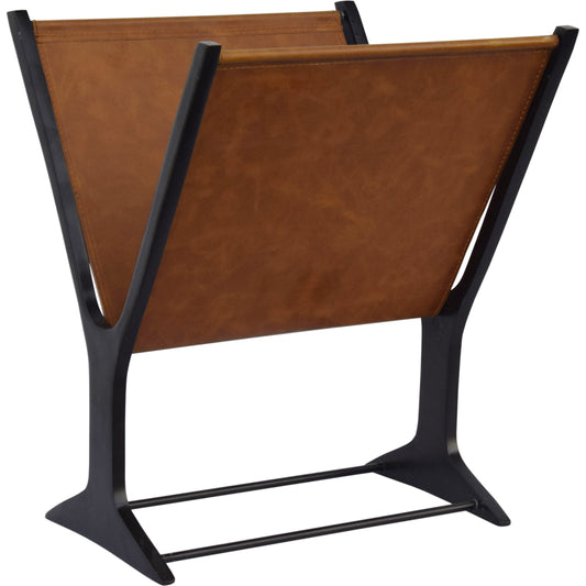Ziff Magazine Holder by Moe's Home Collection in light brown. Made from aluminum, leather in a modern style.