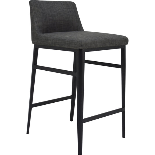 Baron Counter Stool Charcoal by Moe's Home Collection in charcoal gray and powder coated. Made from upholstery: 100% polyester, upholstery foam, steel legs, plywood in a modern style.
