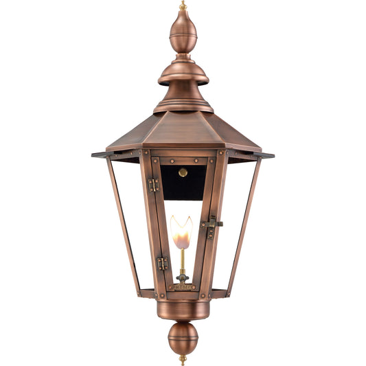 Vicksburg Gas Lantern by Primo Lighting in aged copper. Made from copper in a traditional style.