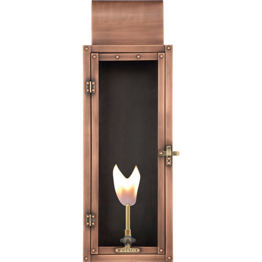 Lafayette Gas Lantern by Primo Lighting in aged copper. Made from copper in a modern style.