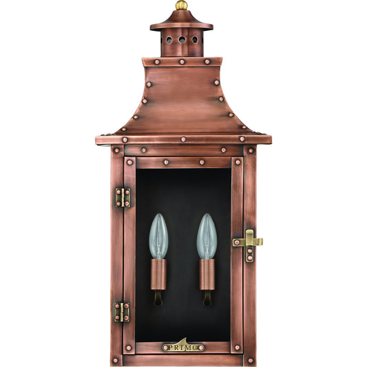 Royal Flat Electric Lantern by Primo Lighting in aged copper. Made from copper in a traditional style.