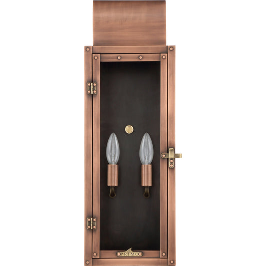 Lafayette Electric Lantern by Primo Lighting in aged copper. Made from copper in a modern style.