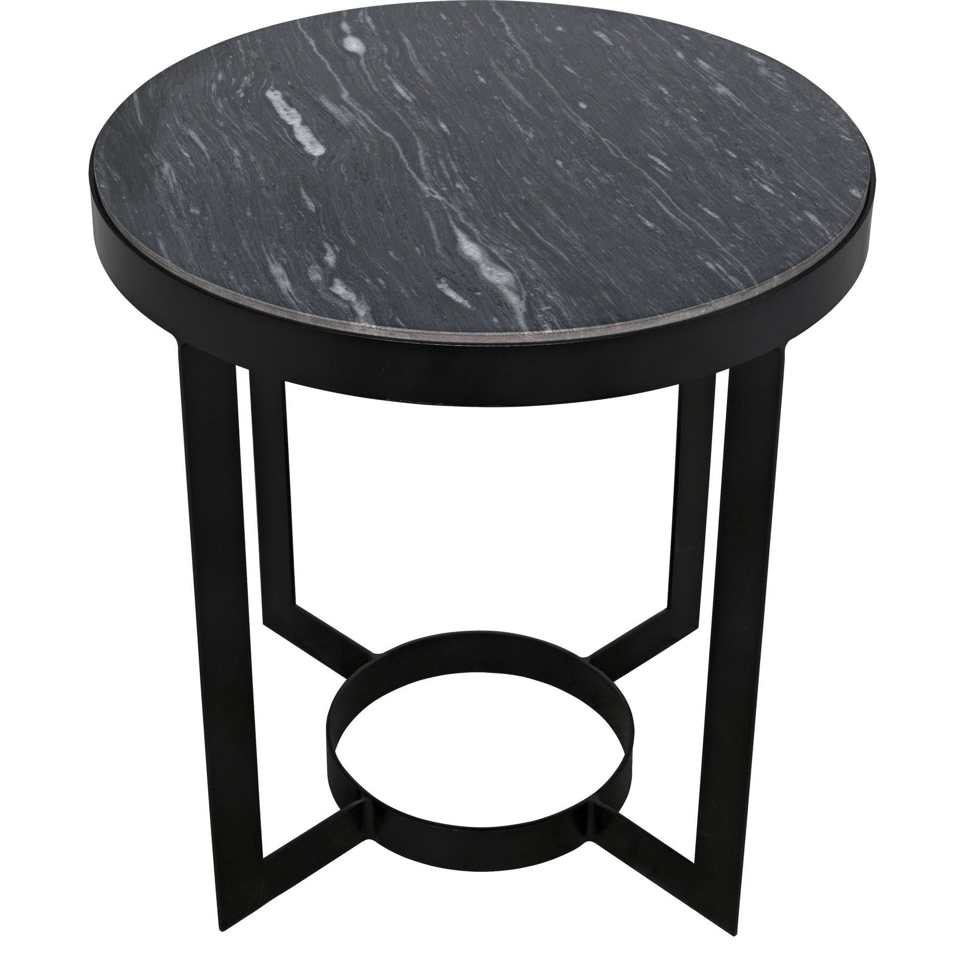 Parker Side Table by Noir in metal, black marble. Made from metal, marble in a transitional style.