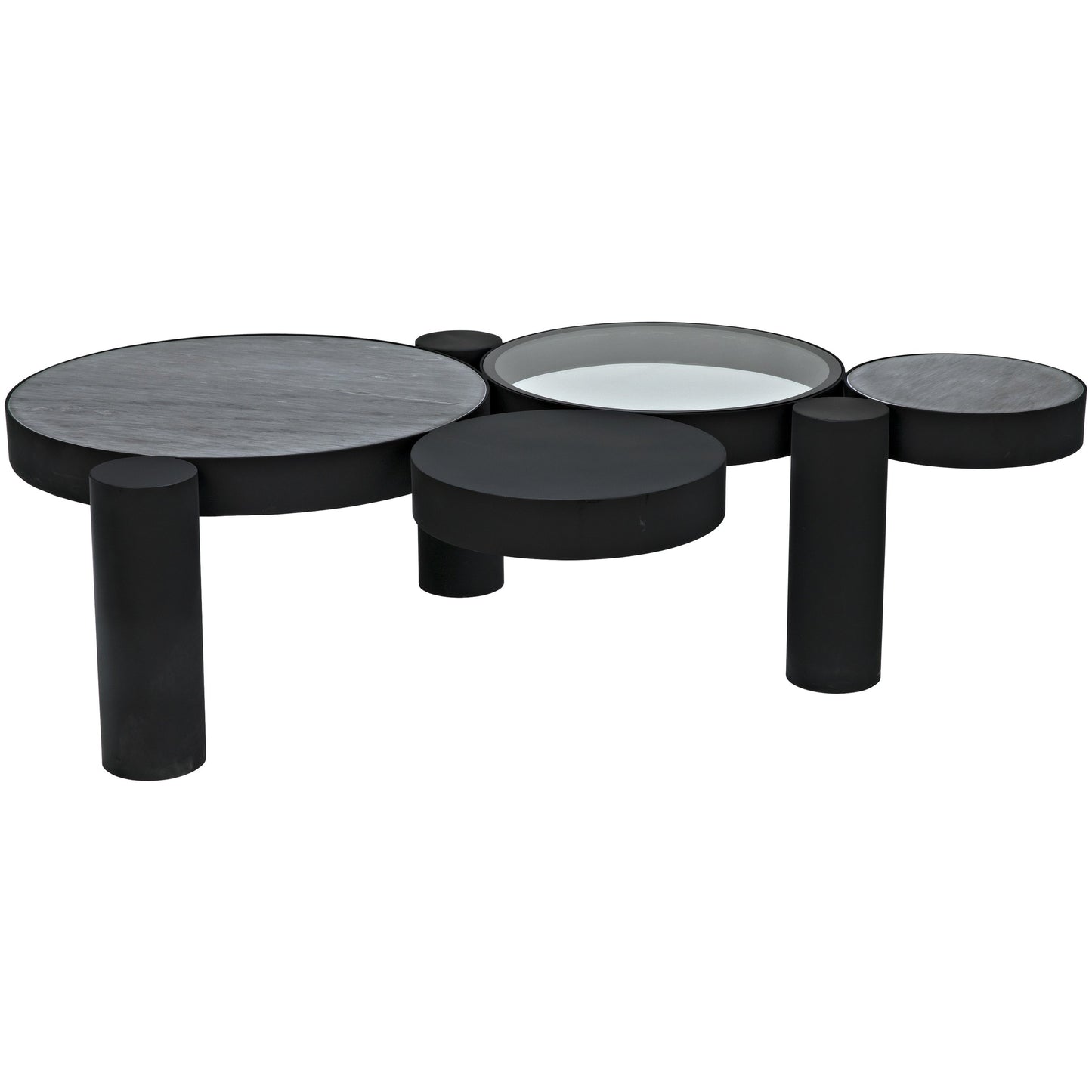 005 S-344245 | Additional Silo | Trypo Coffee Table by Noir in matte black. Made from metal, glass, marble in a modern style.