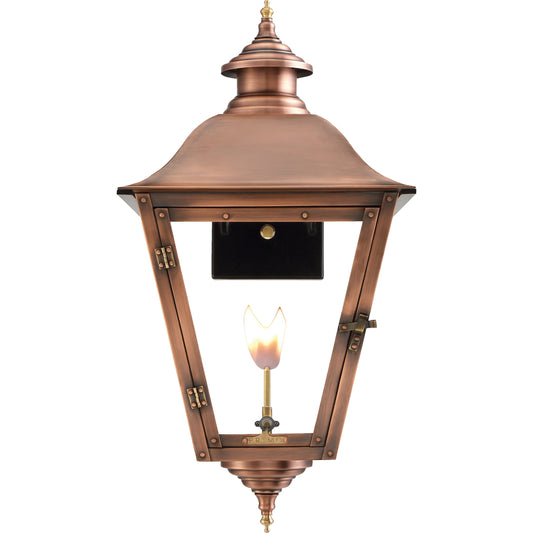 Jolie Gas Lantern by Primo Lighting in aged copper. Made from copper in a cottage & farmhouse style.