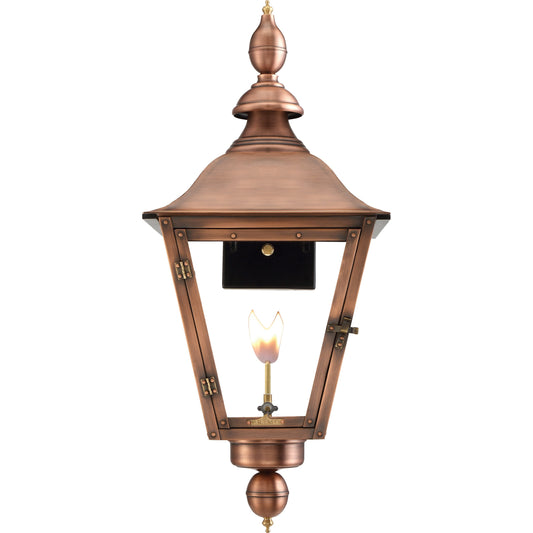 Oak Alley Gas Lantern by Primo Lighting in aged copper. Made from copper in a traditional style.