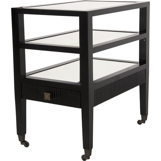 Lesly Side Table by Noir. Made from birch, mirrored top in a transitional style.