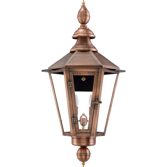 Vicksburg Electric Lantern by Primo Lighting in aged copper. Made from copper in a traditional style.