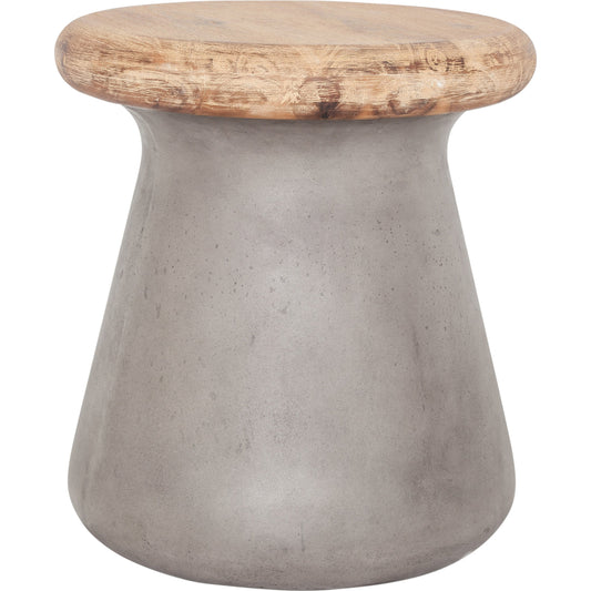 Earthstar Outdoor Stool by Moe's Home Collection in dark gray. Made from fiber reinforced natural concrete, solid acacia wood seat in a eclectic & global style.