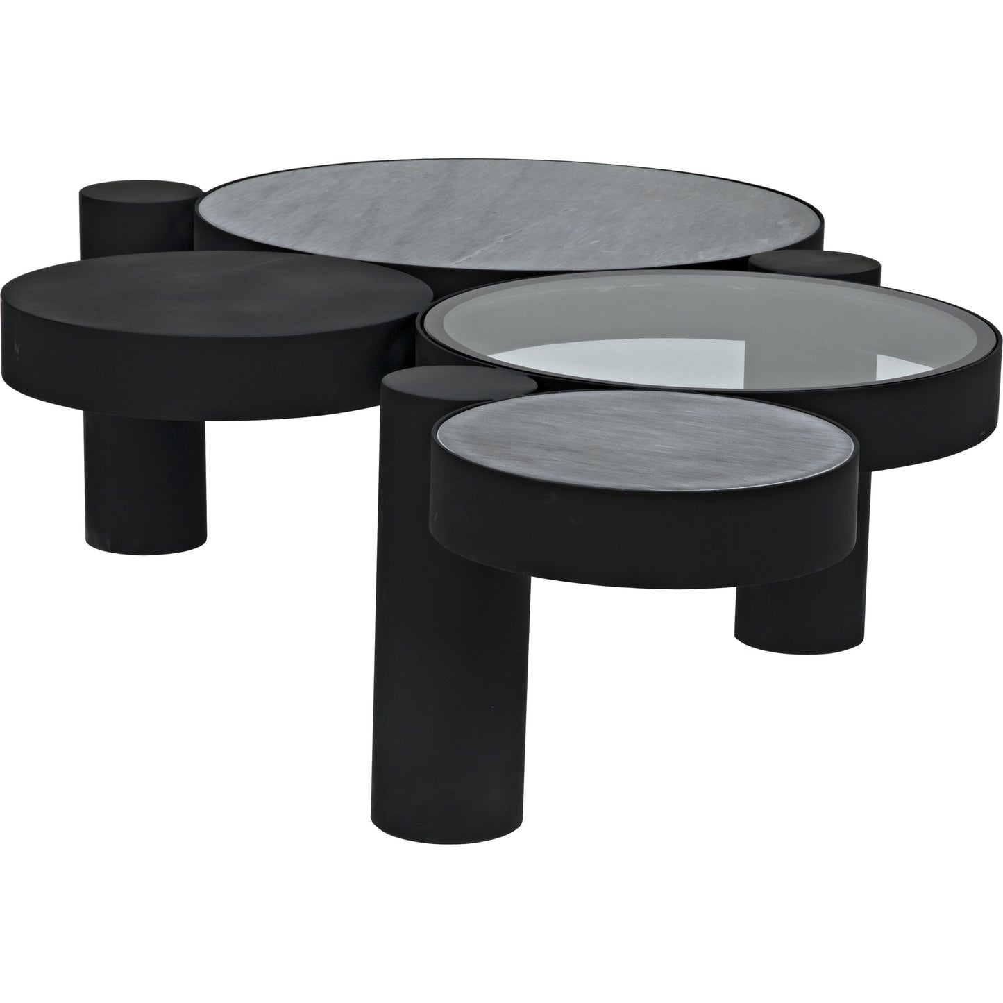 003 S-344245 | Additional Silo | Trypo Coffee Table by Noir in matte black. Made from metal, glass, marble in a modern style.