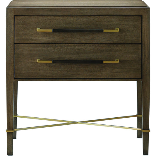 001 S-336312 | Primary Silo | Verona Chanterelle Nightstand by Currey and Company in chanterelle, coffee, champagne. Made from mahogany, brass, iron in a transitional style.