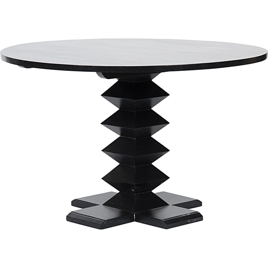 Zig-Zag Dining Table by Noir in hand rubbed black. Made from mahogany in a modern style.