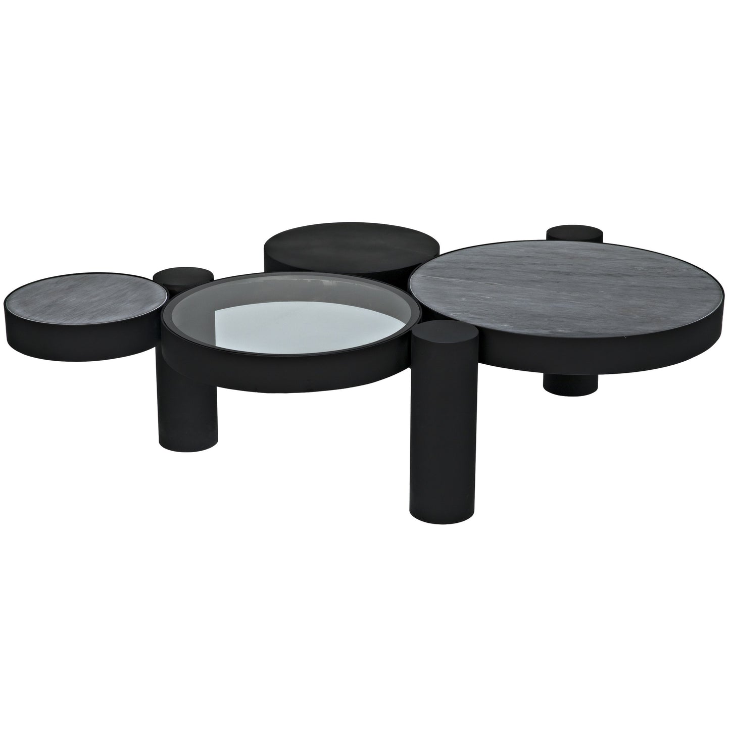 002 S-344245 | Additional Silo | Trypo Coffee Table by Noir in matte black. Made from metal, glass, marble in a modern style.