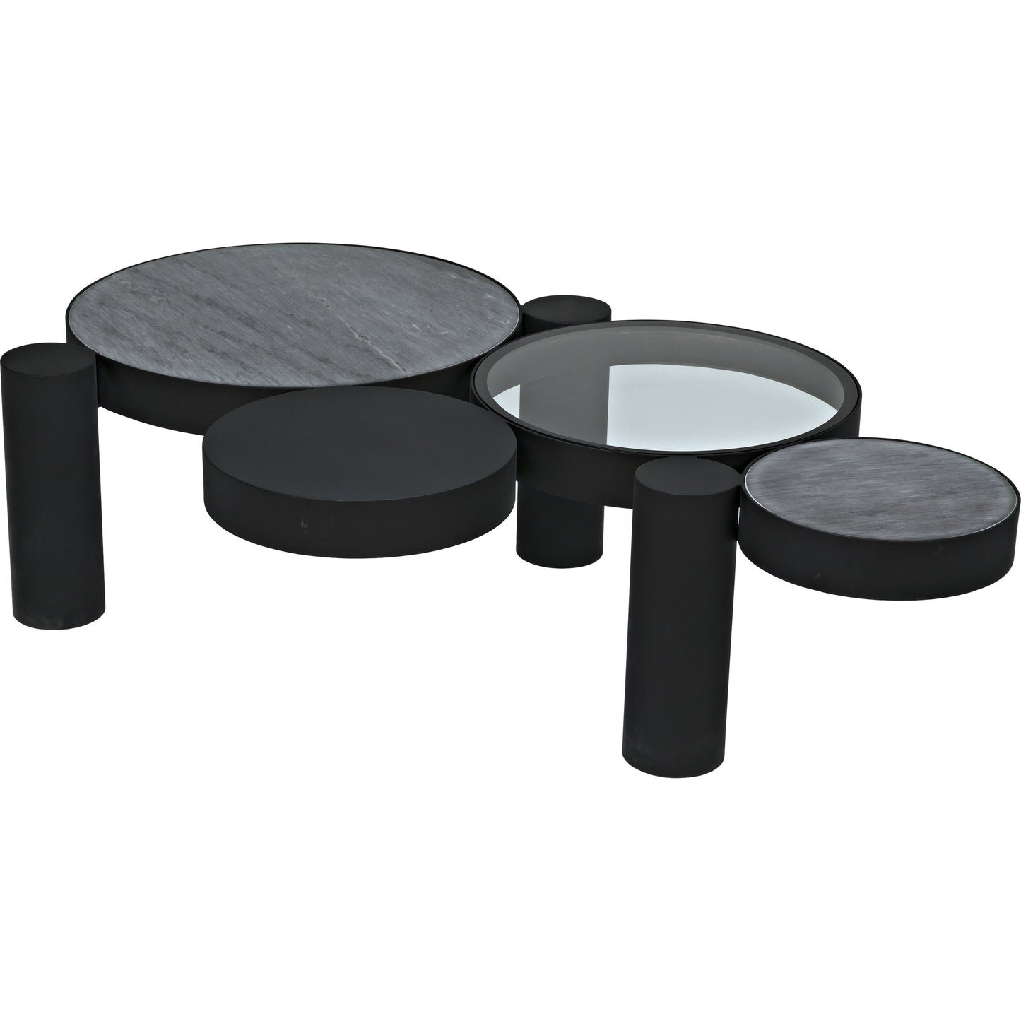 004 S-344245 | Additional Silo | Trypo Coffee Table by Noir in matte black. Made from metal, glass, marble in a modern style.