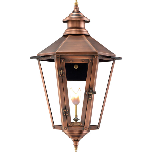 Nottoway Gas Lantern by Primo Lighting in aged copper. Made from copper in a traditional style.