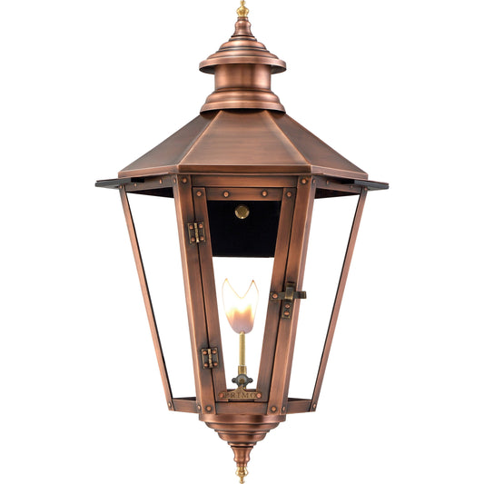 Nottoway Gas Lantern by Primo Lighting in aged copper. Made from copper in a traditional style.