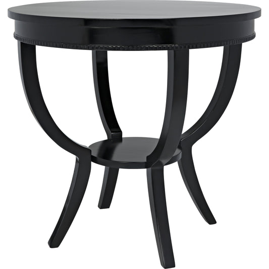 001 S-335420 | Primary Silo | Scheffield Round End Table by Noir in black. Made from birch in a transitional style.