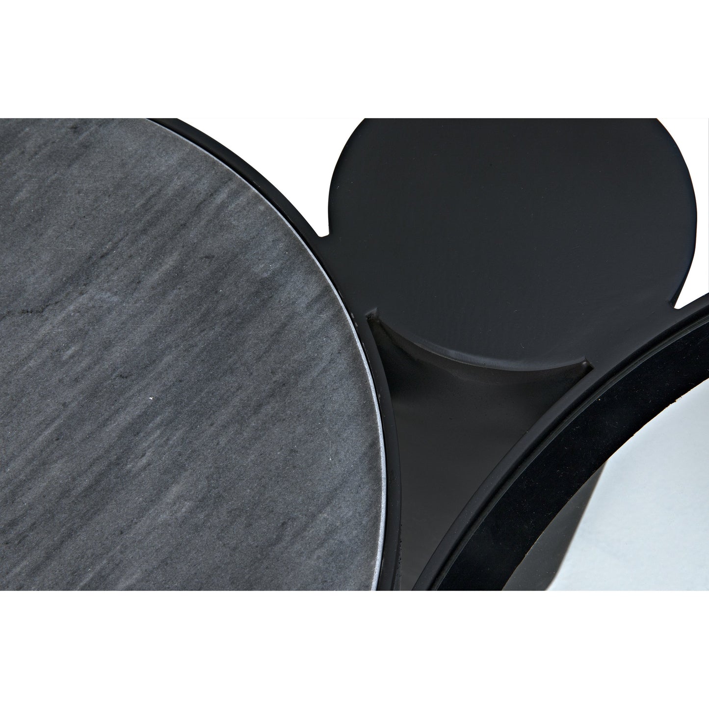 009 S-344245 | Closeup | Trypo Coffee Table by Noir in matte black. Made from metal, glass, marble in a modern style.