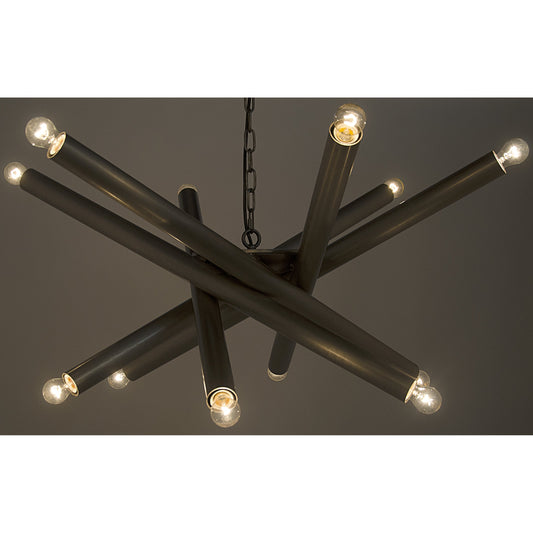 Lex Chandelier by Noir in antique silver. Made from metal in a modern style.
