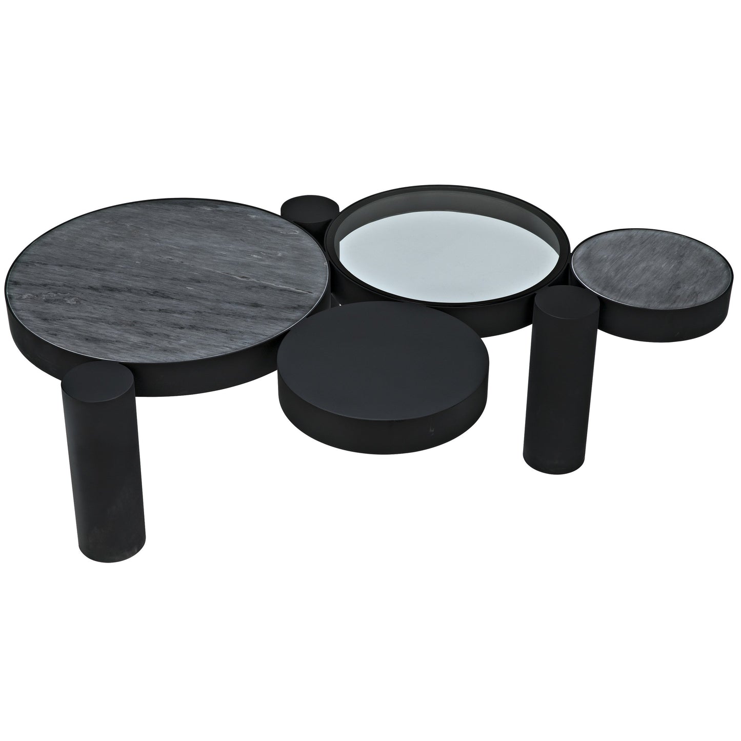 006 S-344245 | Additional Silo | Trypo Coffee Table by Noir in matte black. Made from metal, glass, marble in a modern style.