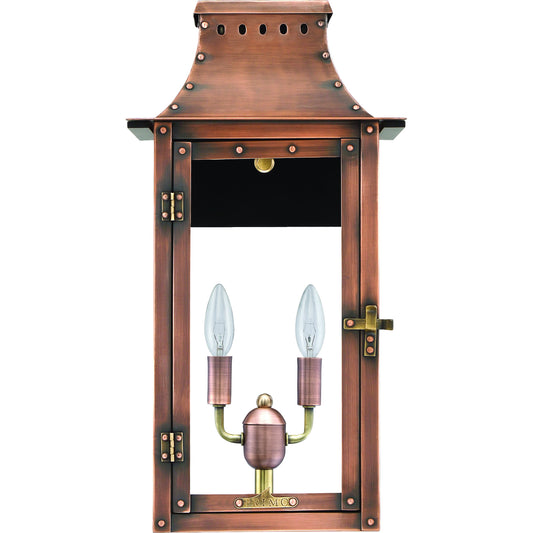 Breaux Bridge Electric Lantern by Primo Lighting in aged copper. Made from copper in a cottage & farmhouse style.