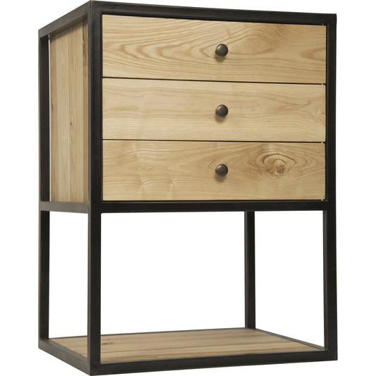 Pearce Side Table by Noir in waxed. Made from elm, metal in a modern style.