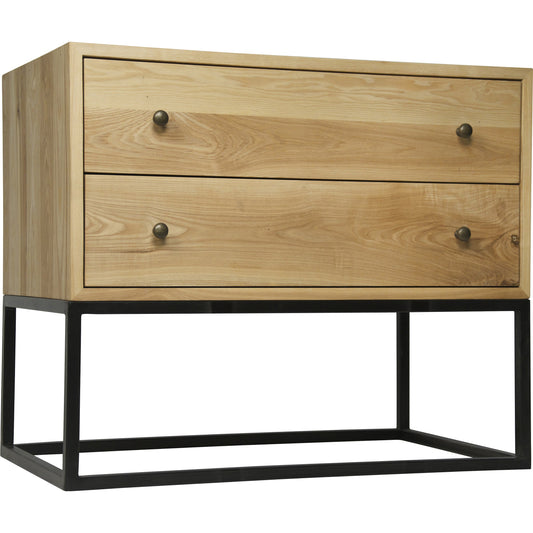 001 S-334702 | Primary Silo | Downtown Wood Side Table by Noir in waxed. Made from elm, metal in a modern style.