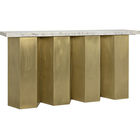 Shilo Console by Noir in antique brass. Made from metal, stone in a modern style.