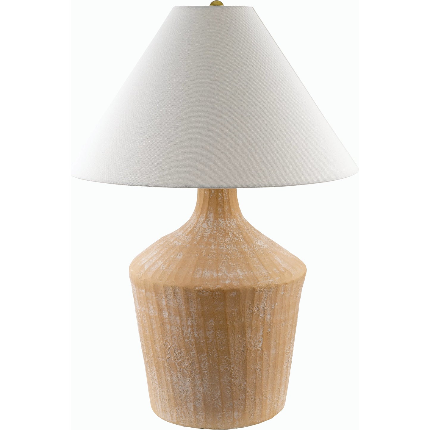 001 SI-2165543 | Primary Silo | Fiori Accent Table Lamp - 535717 by Livabliss in body: brick, shade: white, finial: metallic - brass, harp: metallic - brass, cord: translucent and glazedplated. Made from ceramic, linen, polystyrene, iron in a modern style.