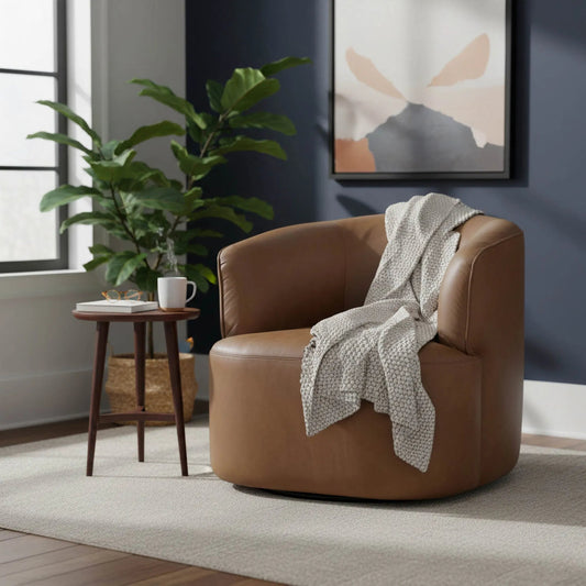 Fireside Swivel Club Chair by LH Imports in black. Made from buffalo leather, meranti wood, foam, steel in a traditional style.