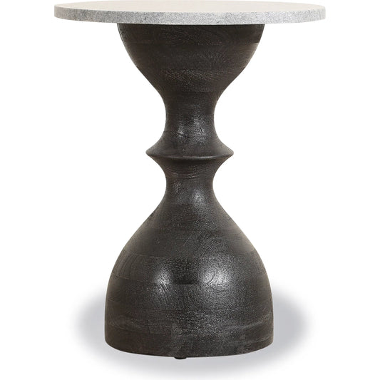 Palm Desert Modern Marble Side Table by World Interiors in walnut on wood, natural marble and water based. Made from mango wood, marble in a modern style.