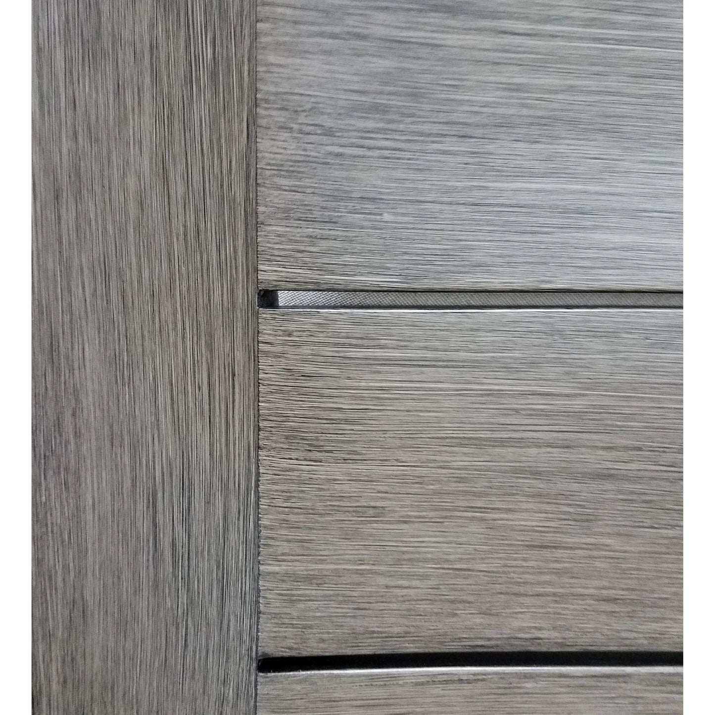 004 SI-2166945 | Closeup | Laguna Outdoor Dining Chair by Sunset West in driftwood. Made from aluminum in a modern style.