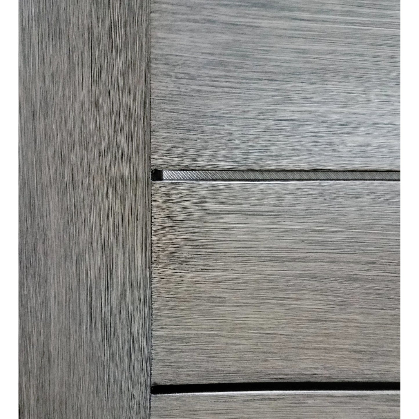 002 SI-2166962 | Closeup | Laguna Outdoor Pub Table by Sunset West in driftwood. Made from aluminum in a modern style.