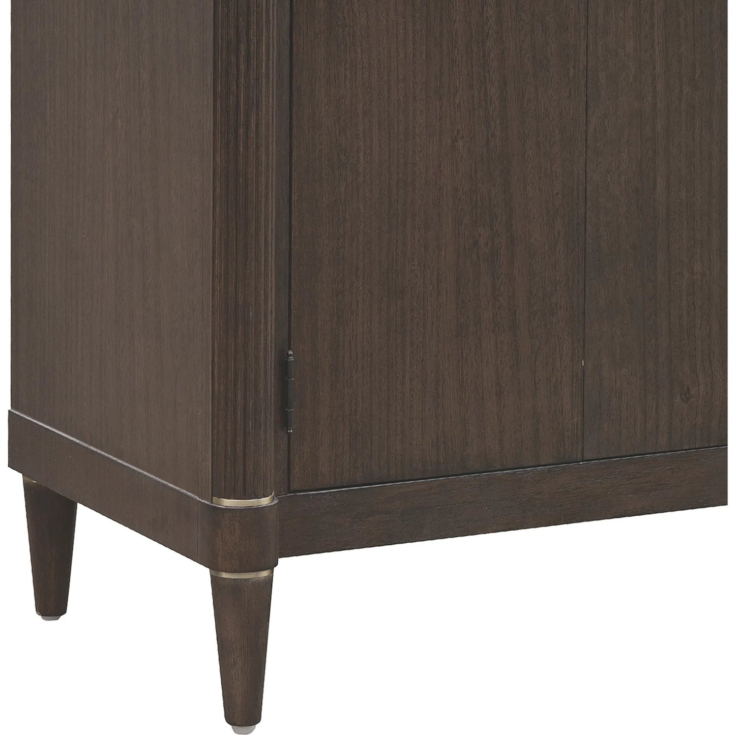 005 SI-2449356 | Closeup | Asher Park 2 Door Server with Storage Drawer by Pulaski Furniture in piano brown. Made from eucalyptus veneers in a unique style.