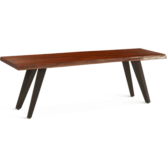 Knoxville 54" Bench by World Interiors in browns and walnut. Made from acacia wood, metal in a transitional style.
