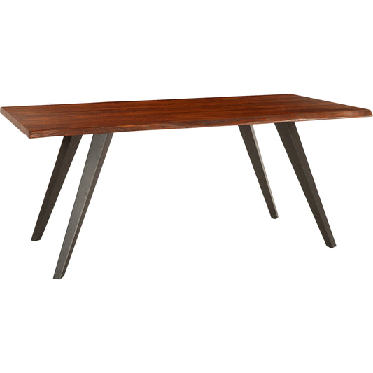 Knoxville 68" Dining Table by World Interiors in browns and walnut. Made from acacia wood, metal in a transitional style.