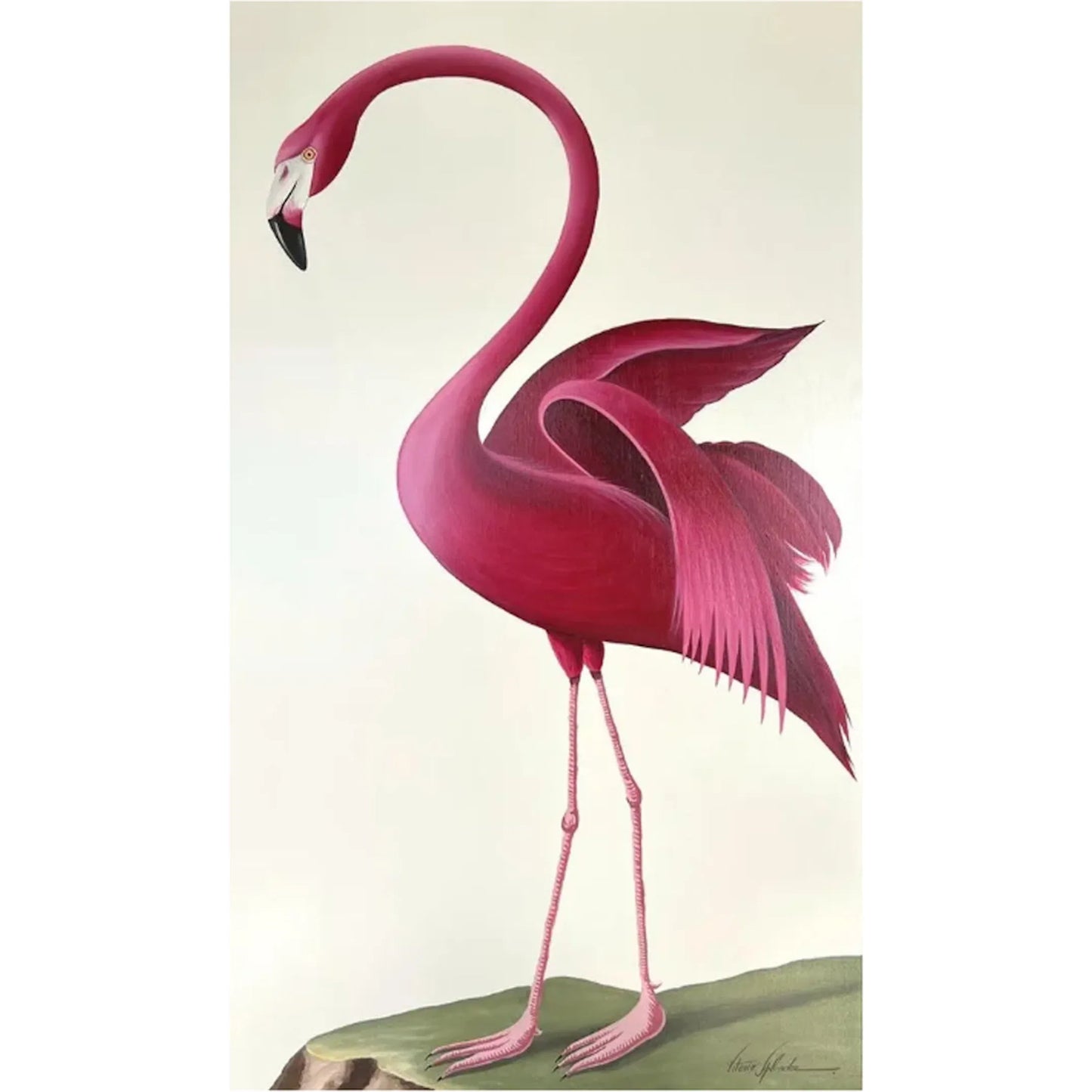 000 SI-2633313 | Primary Silo | Flamingo Imperial L by Zentique in flamingo pink and gold. Made from canvas, wood frame in a unique style.