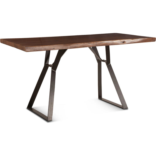 Nottingham Acacia Wood Gathering Table by World Interiors in brown and walnut, antique zinc. Made from acacia wood, iron in a transitional style.