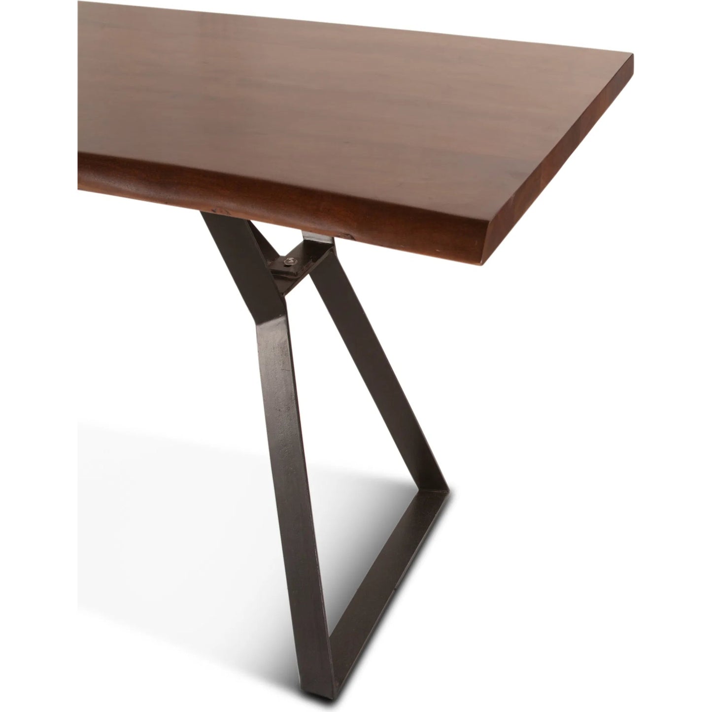 004 SI-2242992 | Closeup | Nottingham Acacia Wood Gathering Table by World Interiors in brown and walnut, antique zinc. Made from acacia wood, iron in a transitional style.