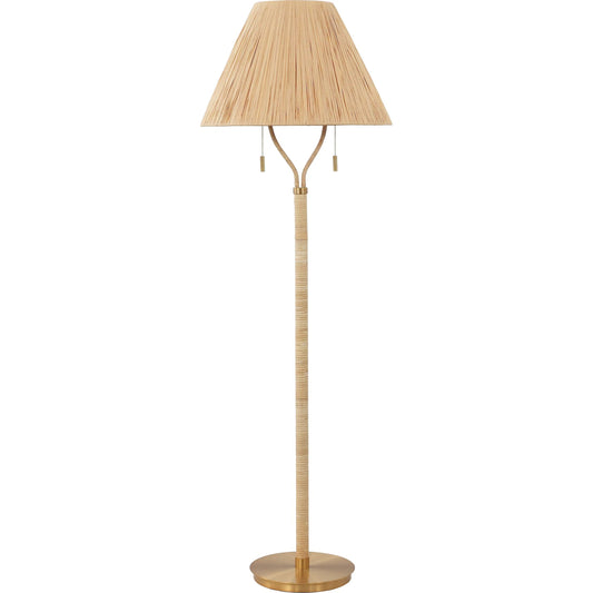 Baca Floor Lamp by HedgeApple Essentials in natural, gold. Made from paper metal, rattan in a rustic style.