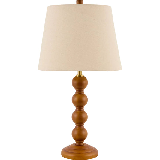 Felipe Accent Table Lamp by Livabliss in body: dark brown; base: dark brown; shade (outside): beige; shade (inside): white; finial: dark brown; harp: metallic - nickel; cord: black and hand painted. Made from rubber wood, li