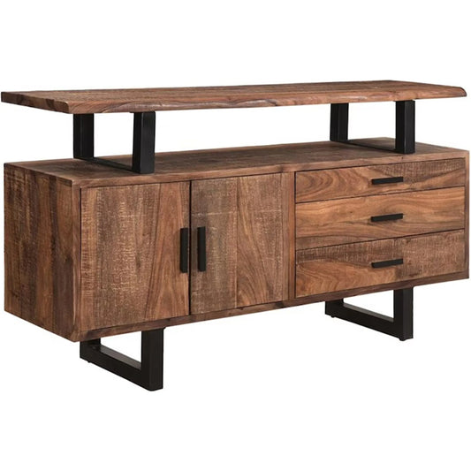 Acres 63" Sideboard by World Interiors in brownstone. Made from sheesham wood, iron in a transitional style.