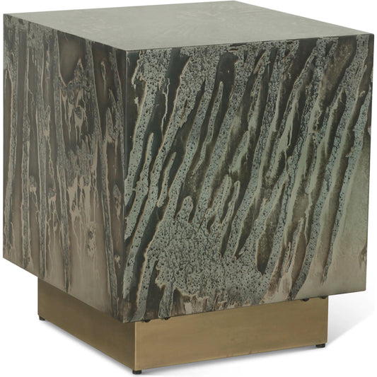 Odessa 20" Side Table by World Interiors in brass and patina. Made from iron in a modern style.