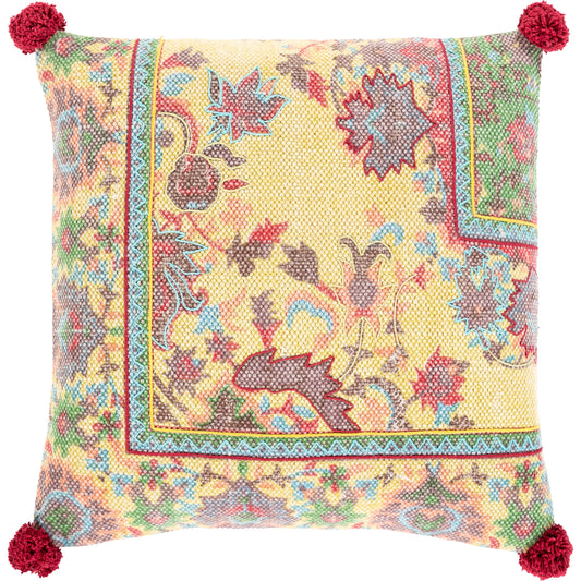001 SI-1882053,SI-1882054 | Primary Silo | Francesca Pillow - 25710 by Surya in burgundy, light olive, dark brown, sky blue, light green, red. Made from 100% cotton in a eclectic & global style.