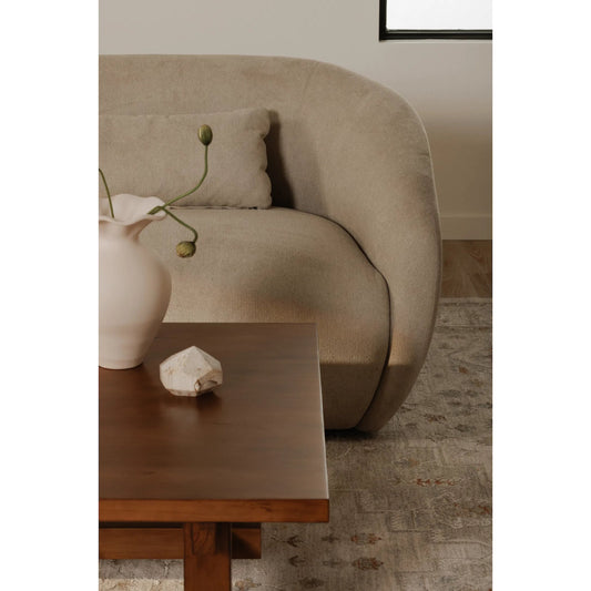 Amelia Arm Facing Chair by Moe's Home Collection in warm white. Made from upholstery: 100% recycled polyester, frame: mdf, plywood, pine, foam, fiber seat, texstyle suite 002 cream in a transitional style.