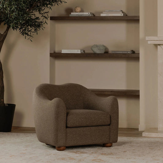 Bria Accent Chair by Moe's Home Collection. Made from upholstery: 100% polyester, solid rubber wood leg, solid beech, plywood frame, foam, fiber seat in a transitional style.