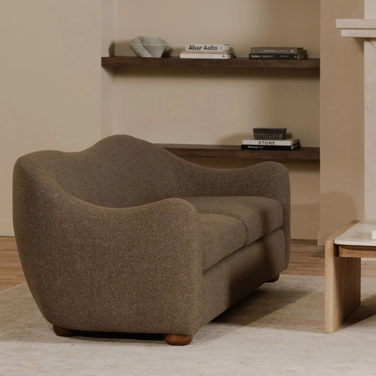 Bria Sofa by Moe's Home Collection. Made from upholstery: 100% polyester, solid rubber wood leg, solid beech, plywood frame, foam, fiber seat in a transitional style.