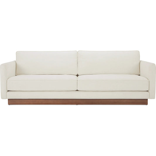 000 SI-2368415 | Primary Silo | Vernon Sofa by Moe's Home Collection in white. Made from upholstery: 100% polyester, walnut tone veneer base, solid beech, plywood frame, foam, fiber seat in a transitional style.