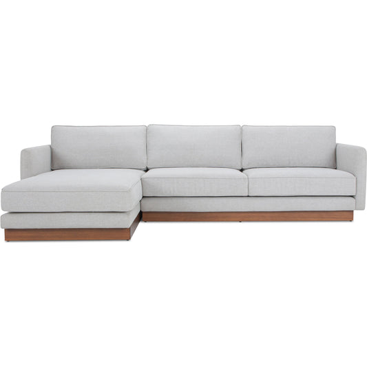 Vernon Sectional by Moe's Home Collection. Made from upholstery: 100% polyester, walnut tone veneer base, solid beech, plywood frame, foam, fiber seat in a transitional style.