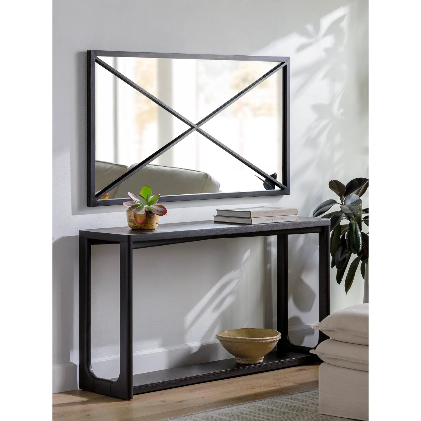 011 SI-2130947 | Lifestyle | Forge Mirror by Livabliss in frame: black and hand painted. Made from frame: metal in a modern style.
